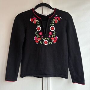 HANNA ANDERSSON Girl's 10 Regular Black Floral Knitted long sleeve